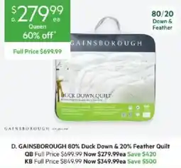 Harris Scarfe Gainsborough 80% Duck Down & 20% Feather Quilt offer
