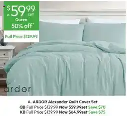 Harris Scarfe A. ARDOR Alexander Quilt Cover Set offer