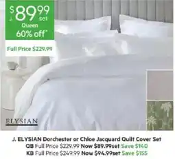 Harris Scarfe J. Elysian Dorchester or Chloe Jacquard Quilt Cover Set offer