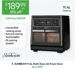 Harris Scarfe E. SUNBEAM 11.4L Multi Zone Air Fryer Oven offer