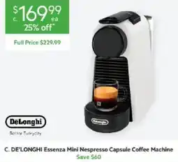 Harris Scarfe C. DE'LONGHI Essenza Mini Nespresso Capsule Coffee Machine offer