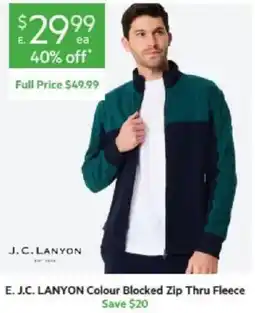Harris Scarfe E. J.C. LANYON Colour Blocked Zip Thru Fleece offer