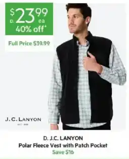 Harris Scarfe D. J.C. LANYON Polar Fleece Vest with Patch Pocket offer