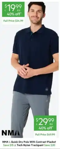 Harris Scarfe NMA J. Quick Dry Polo With Contrast Placket offer