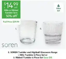 Harris Scarfe SOREN Tumbler and Highball Glassware Range offer