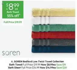 Harris Scarfe A. SOREN Bedford Low Twist Towel Collection Bath Towel offer