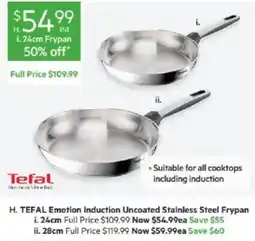 Harris Scarfe Tefal Emotion Induction Uncoated Stainless Steel Frypan offer