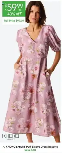 Harris Scarfe Khoko Smart Puff Sleeve Dress Rosette offer