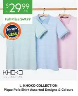 Harris Scarfe L. KHOKO COLLECTION Pique Polo Shirt Assorted Designs & Colours offer