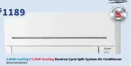 Bi-Rite Mitsubishi Reverse Cycle Split System Air Conditioner offer