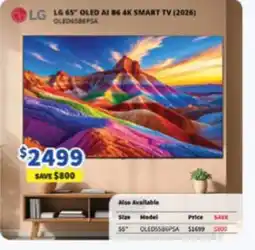 Bi-Rite LG 65" OLED AI B6 4K SMART TV offer