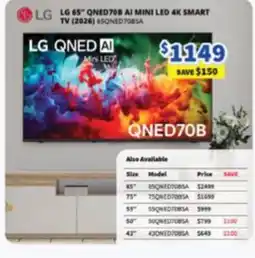 Bi-Rite LG 65" QNED70B AI Mini LED 4K Smart TV offer