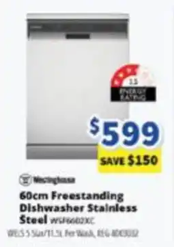 Bi-Rite Nestinghouse 60cm Freestanding Dishwasher Stainless Steel offer