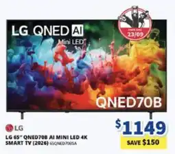 Bi-Rite LG 65" QNED70B AI MINI LED 4K SMART TV offer
