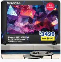 Bi-Rite Hisense 100" Q75AU 4K QLED 144Hz Smart TV offer
