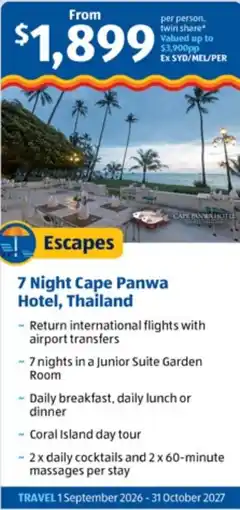 ALDI 7 Night Cape Panwa Hotel, Thailand offer