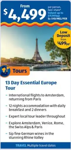 ALDI 13 Day Essential Europe Tour offer