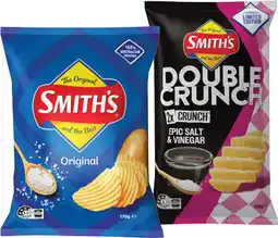 IGA Smith’s Crinkle Cut or Double Crunch Chips 150‑170g Selected Varieties offer