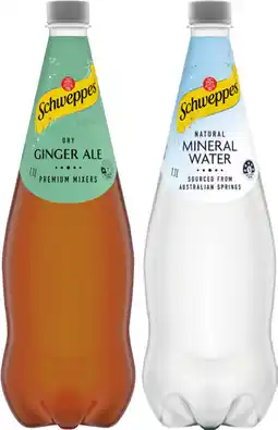 IGA Schweppes Mixers, Soft Drink or Natural Mineral Water 1.1 Litre Selected Varieties offer
