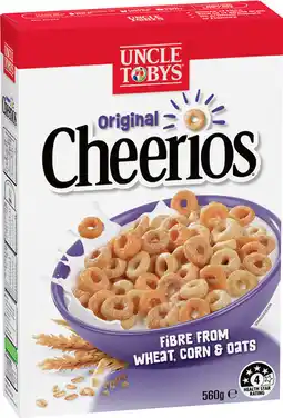 IGA Uncle Tobys Cheerios Cereal Selected Varieties offer