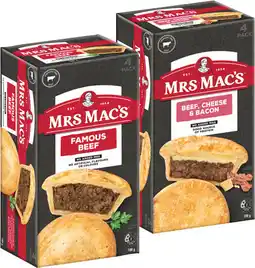 IGA Mrs Mac’s Pies or Giant Sausage Rolls 4 Pack Selected Varieties offer