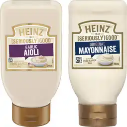 IGA Heinz Seriously Good Aioli or Mayonnaise 295mL Selected Varieties offer
