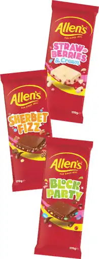 IGA NEW Allen’s or Nestlé Chocolate Block 118-180g Selected Varieties offer