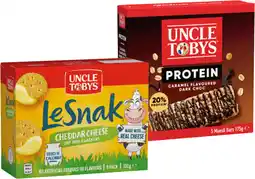 IGA Uncle Tobys Le Snak 6 Pack or Protein Bars 5 Pack Selected Varieties offer
