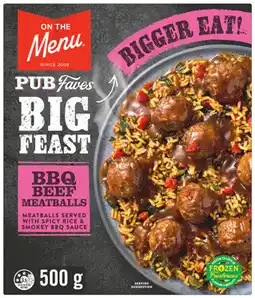 IGA On The Menu Pub Faves Big Feast Frozen Meal 480‑500g Selected Varieties offer