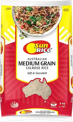 IGA SunRice Medium Grain White or Brown Rice 5kg offer