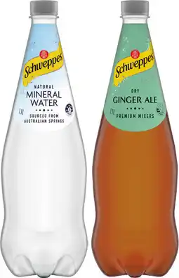 IGA Schweppes Mixers, Soft Drink or Natural Mineral Water 1.1 Litre Selected Varieties offer