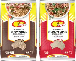 IGA SunRice Medium Grain White or Brown Rice 5kg offer