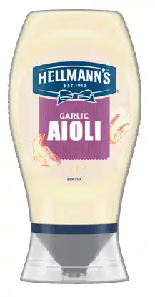 IGA Hellmann’s Garlic Aioli or Mayo Squeezy 250-280g Selected Varieties offer
