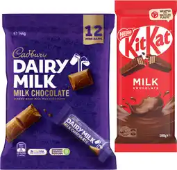 IGA Nestlé Chocolate Block 118‑180g or Cadbury Share Packs 144‑180g Selected Varieties offer