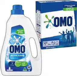 IGA OMO Laundry Liquid 2 Litre or Powder 2kg Selected Varieties offer