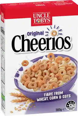 IGA Uncle Tobys Cheerios Cereal 520‑560g Selected Varieties offer