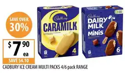 Supabarn Cadbury Ice Cream Multi Packs 4/6 pack Range offer