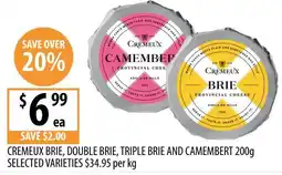 Supabarn Cremeux Brie, Double Brie, Triple Brie and Camembert offer