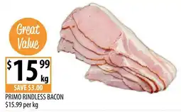 Supabarn Primo Rindless Bacon offer