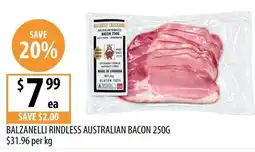 Supabarn Balzanelli Rindless Australian Bacon offer