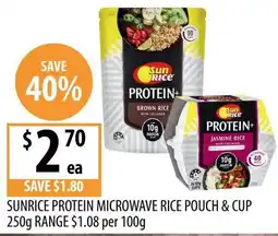 Supabarn Sunrice Protein Microwave Rice Pouch & Cup offer