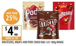 Supabarn Maltesers, M&M's and Pods Snack Bag offer