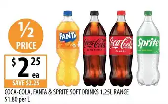 Supabarn Coca-Cola, Fanta & Sprite Soft Drinks 1.25L Range offer