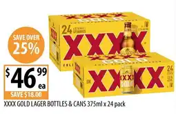 Supabarn XXXX Gold Lager Bottles & Cans offer