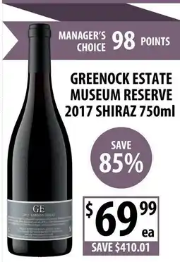 Supabarn Greenock Estate Museum Reserve 2017 Shiraz offer