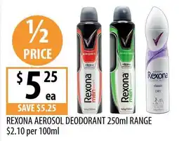 Supabarn Rexona Aerosol Deodorant offer