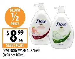 Supabarn Dove Body Wash 1L Range offer