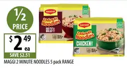 Supabarn Maggi 2 Minute Noodles 5 pack Range offer