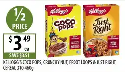 Supabarn Kellogg's Coco Pops, Crunchy Nut, Froot Loops & Just Right Cereal offer