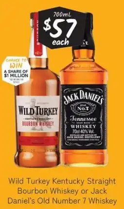 Cellarbrations Wild Turkey Kentucky Straight Bourbon Whiskey or Jack Daniel's Old Number 7 Whiskey offer